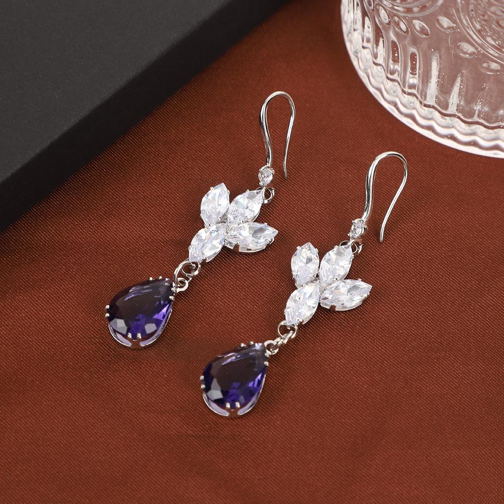 Набор ожерелья и серег «Капля воды», тяжелая промышленность, роскошный, легкий, атмосферный, с цирконом, набор тяжелой промышленности, классический