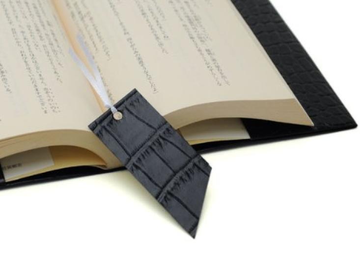 Recycled Leather Book Cover with Low-maintenance (A4 Size, Bookmark) (crocodile-embossed Brown)