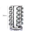 12/16/20 Jars Kitchen Seasoning Storage Organizer Stainless Steel Spice Rack 360° Rotating Carousel Spice Jar Storage Rack
