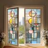 Geometrische Fenster Sichtschutzfolie Buntglas-Stil Sichtschutzfolie Matt Statisch Haftend Wasserdichte Sichtschutzfolie für Badezimmer Schlafzimmer Küche