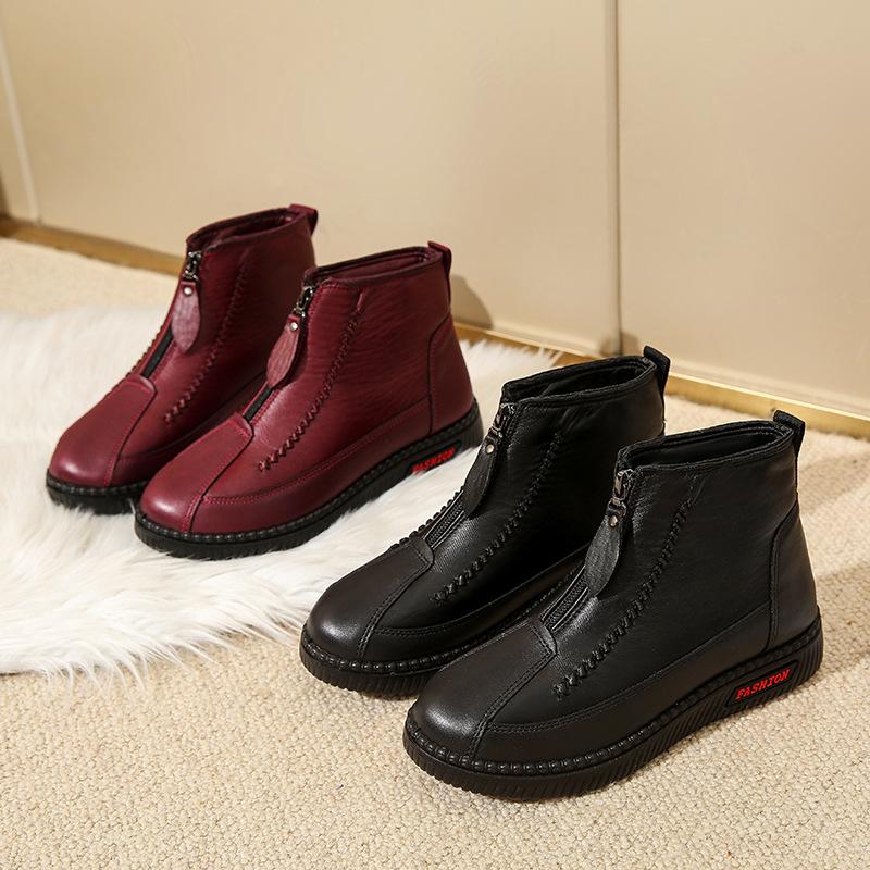 Women's High-Top Warm Velvet & Thick Cotton Shoes - Comfortable PU Sole for Middle-Aged & Elderly