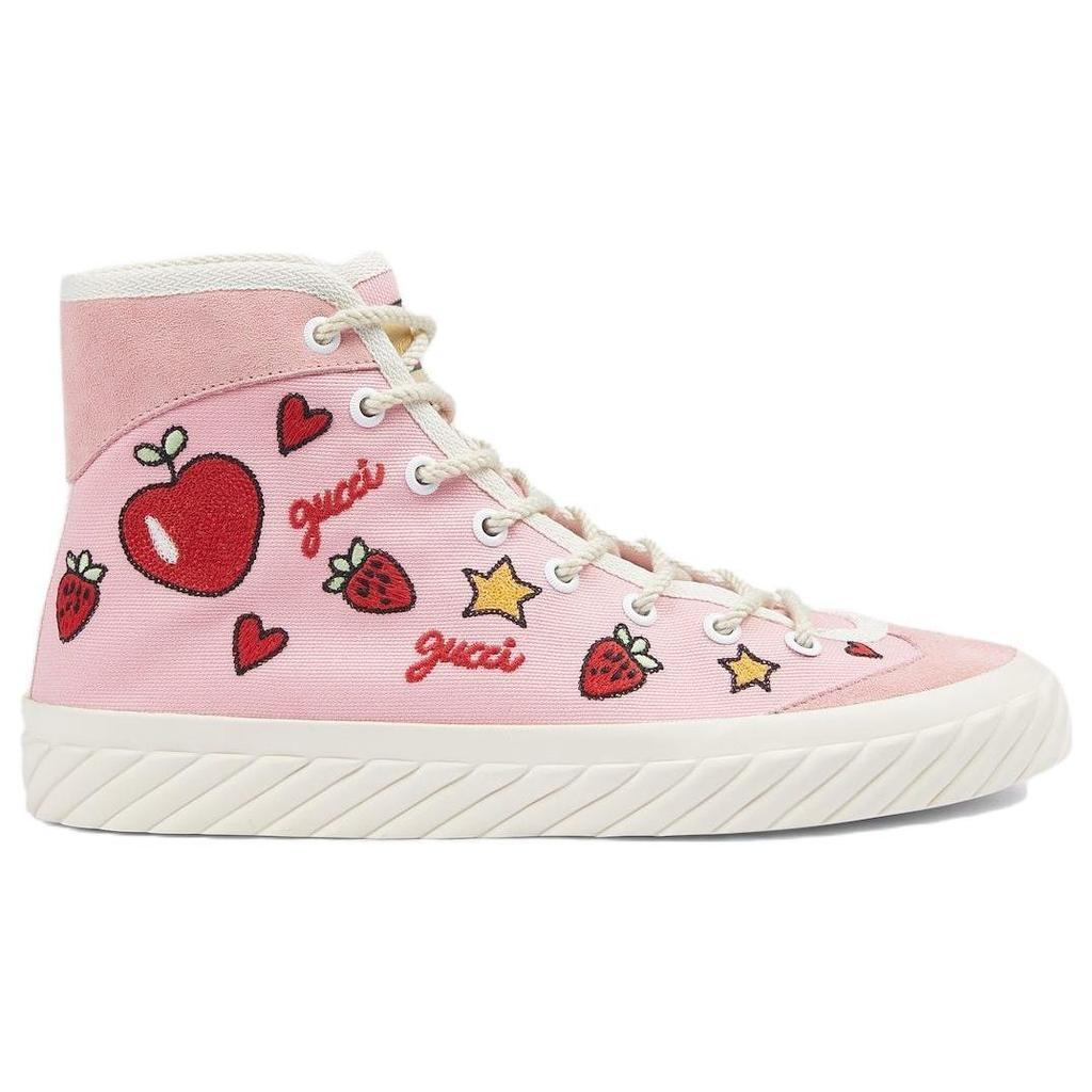 Gucci Valentine's Day Collection High Top Canvas Shoes Women's White Pink 746406 FABRJ 5842