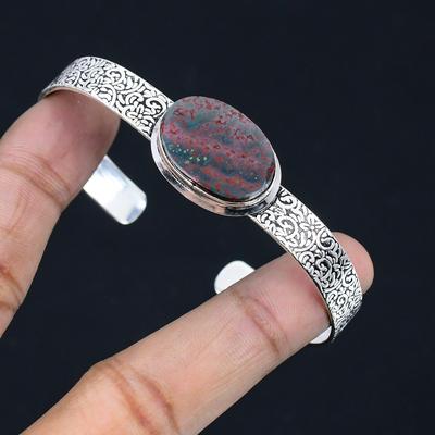 Friendship Day Deal Sterling Silver Natural Bloodstone Wife Engagement Bangle