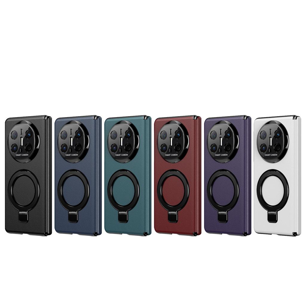 Business Style Pivot Magnetic Leather Case For Huawei Mate X5 X6 Bracket Cover Alloy Stand Ring With Glass Screen Protector
