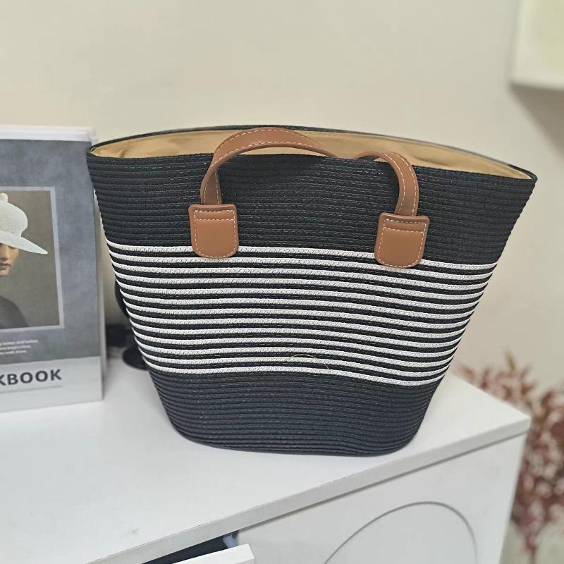 Strohtasche große Kapazität neue vielseitige Handtasche Schulter Strandtasche Strohtasche Eimer Gemüsekorb Tragetasche