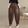 DIMANAF 2025 New Autumn Plus Size Women Jeans Vintage Elastic Waist Denim Pants Loose Trousers Big Size Casual Cotton