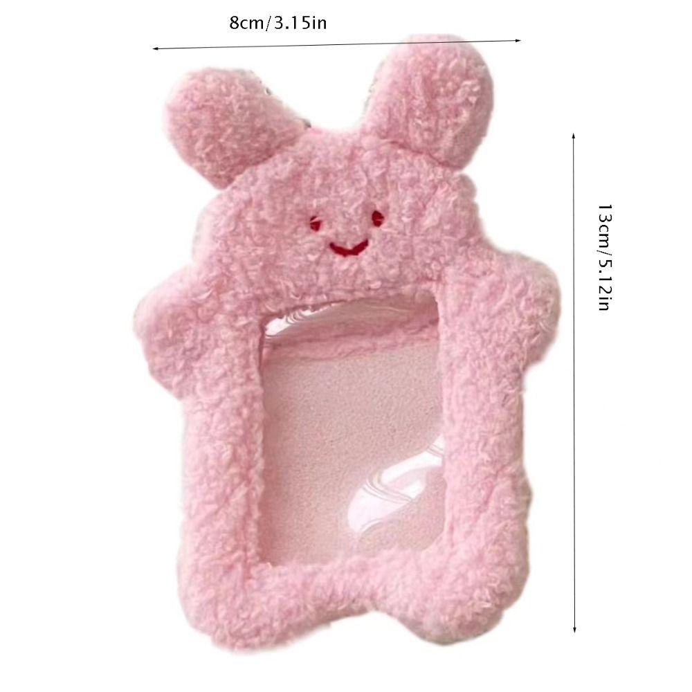 Cat Cartoon Plush Photocard Holder Korean Style Rabbit Cartoon Card Cover Card Sleeve with Keychain Pendant Bus Card Holder Girl