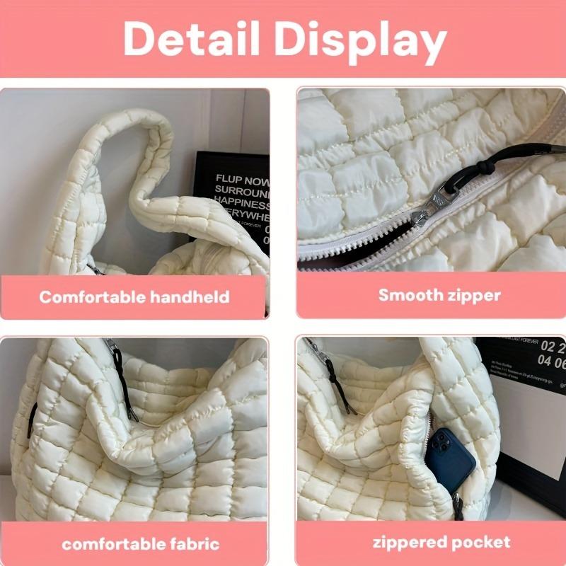 Large Capacity Quilted Shoulder Bags for Women Solid Color Winter Fashion Padded Quilted Hobo Bags