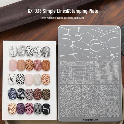 X-033 Stämpelplatta för Nail Art med Skrapa - Snygg Stålplatta med Olika Mönster