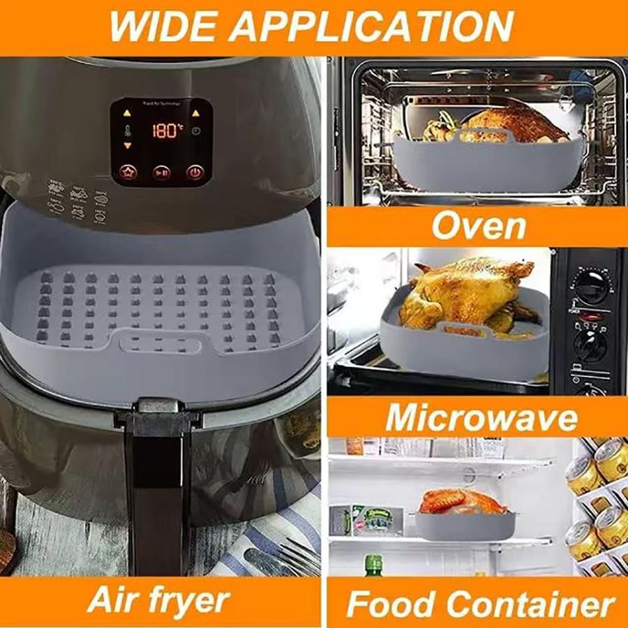 1PC Air Fryer Double Ear Silicone Baking Tray Square Thickened Heat Resistant Silicone Insulation Mat Air Fryer Stereo Tray