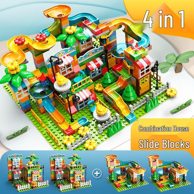 Feile House Slide Building Blocks for Kids 3+ - Hands-on Early Education Toy with Large Parts, Free Shipping