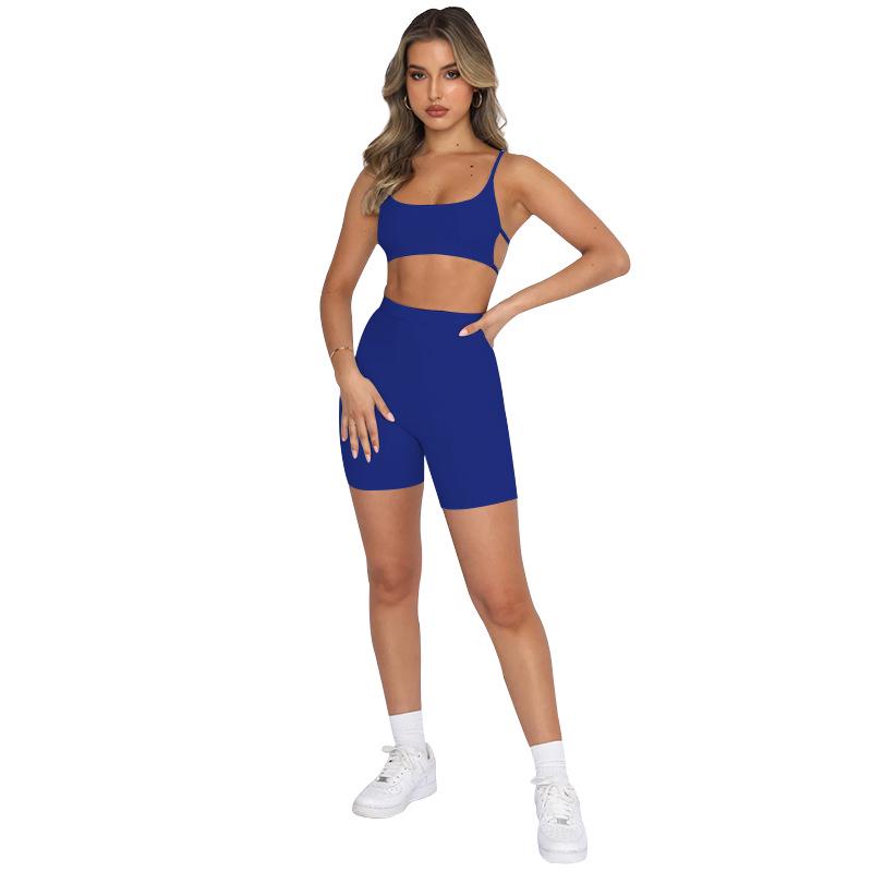 Summer Spaghetti Strap Backless Top & Sporty Shorts Set - European & American Women's Fashion