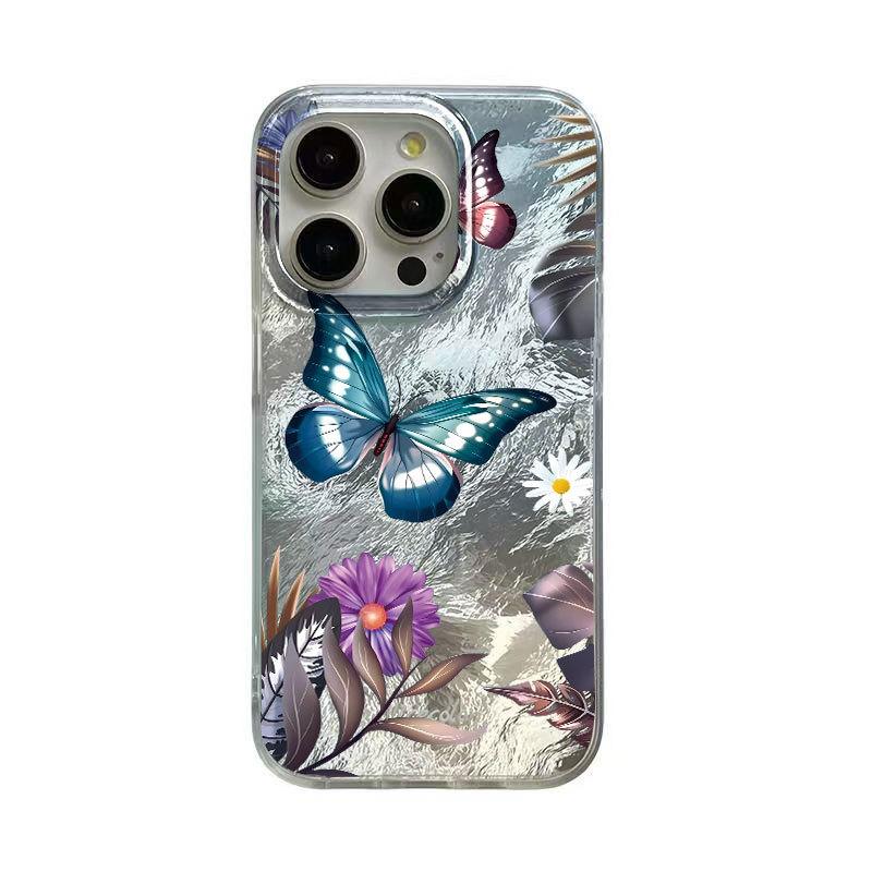Cute Blue Butterfly Printed Transparent Hard Phone Case Compatible With Apple Iphone