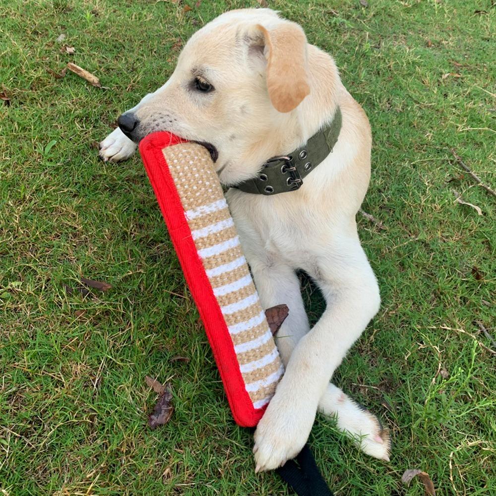 Thick Linen Fabric Dog Bite Stick Cylindrical Shape Pet Chew Stick Dog Tug Toy  Fetch Practice Game красный