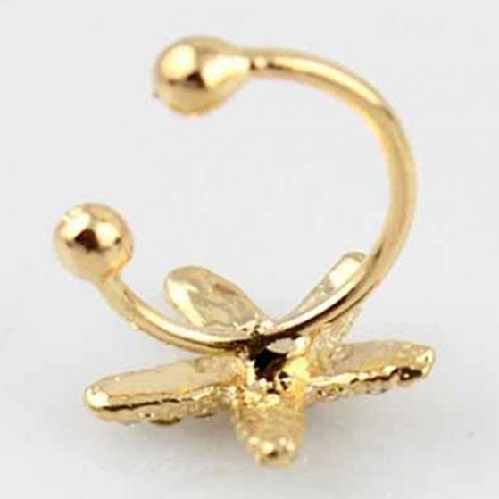 1 Piece Glitter Rhinestone Decor Cute Starfish Pattern Ear Stud Clip Cuff Earring Gift