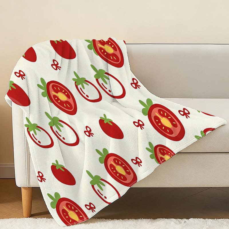 Soft Flannel Fleece Blanket – Tomato Collection: Cute Cozy Home Throw, Fun Decor for Halloween, Christmas & Casual Living