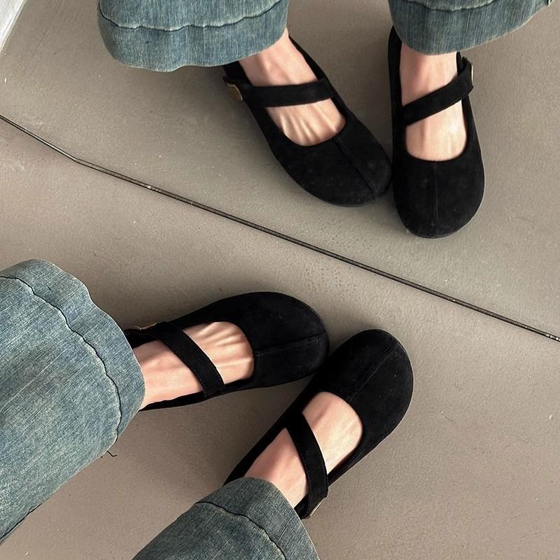 Thick-heeled One-shoulder Buckle Shoes for Women