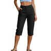 Women High Waist Loose Fit Wide Leg Capri Shorts with Pockets Button Relaxed Fit Long Hiking Shorts for Outdoor Activities