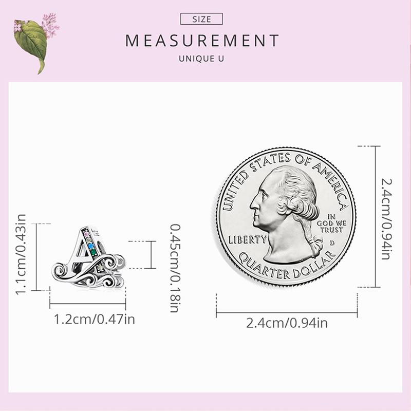 bamoer Funny 925 Silver DIY Letter Alphabet Metal Beads fit for Silver 925 Bracelet Heart Pattern Charms DIY