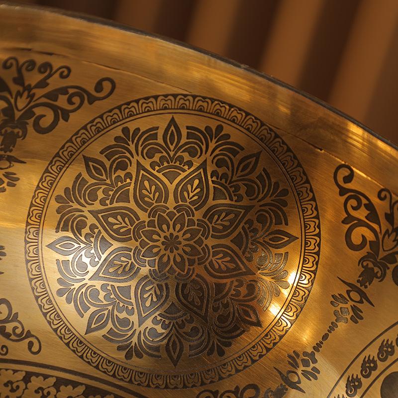 Handmade Nepalese Longevity Buddha Carved Singing Bowl Meditation Yoga Sound Healing Therapy