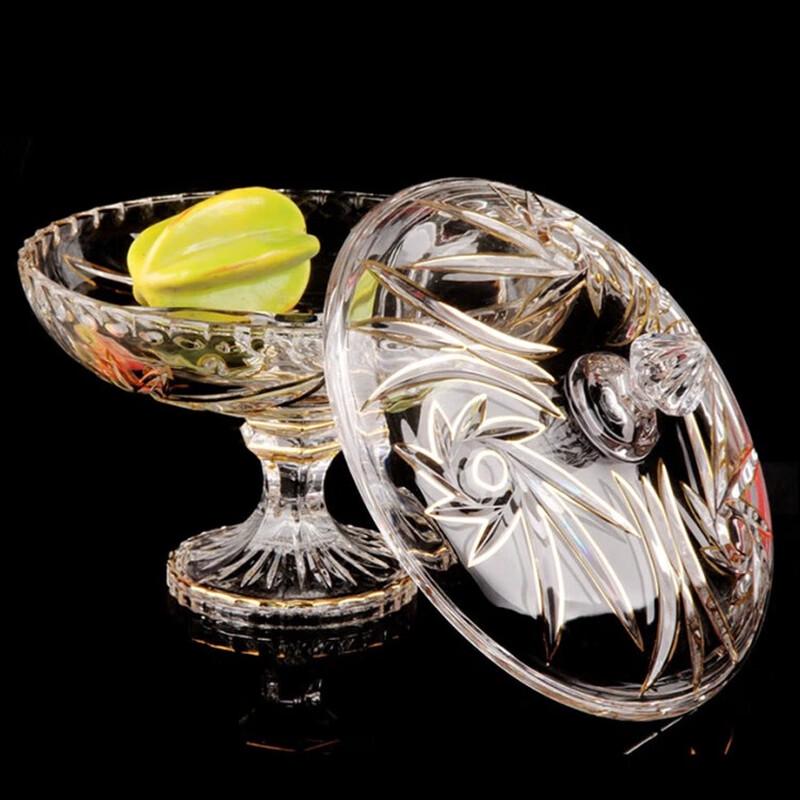 Flevence Хрустальная стеклянная секционная коробка для конфет и закусок в европейском стиле