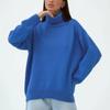 Women's Plus Size Turtleneck Sweater Autumn Winter Loose Solid Color Pullover Knit TopThick Stretch Knitwear