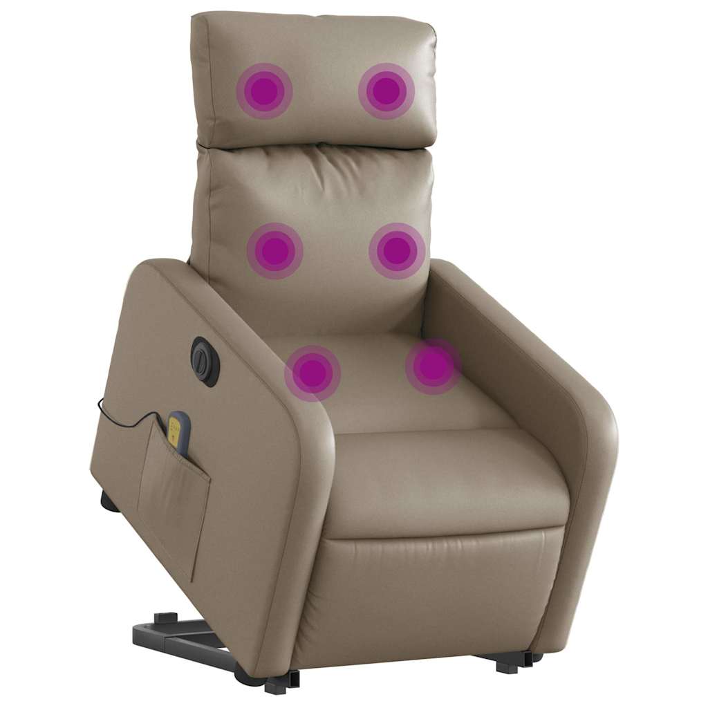 Vidaxl Reclining Chair with Standing Function and Massage, Electric, Cappuccino