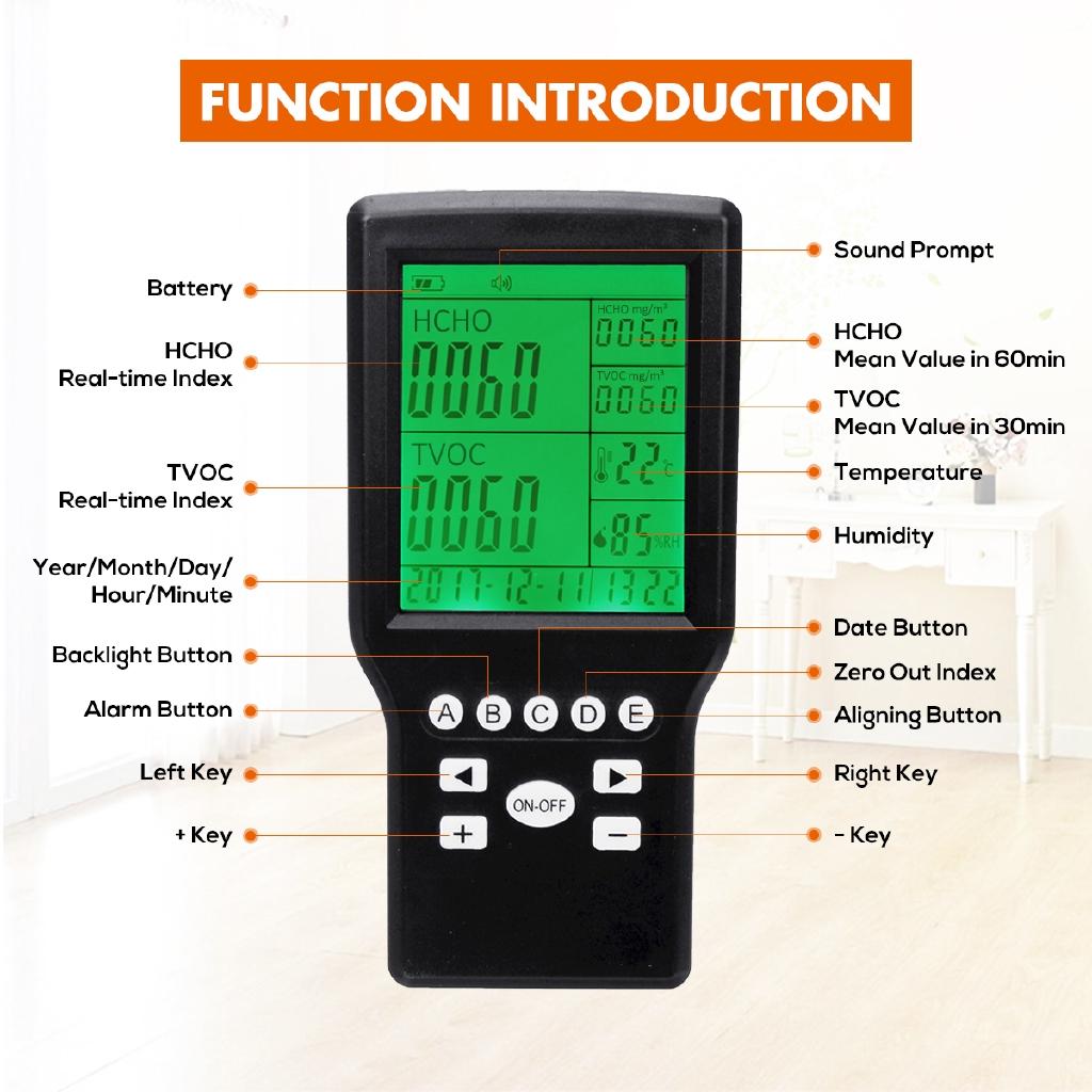 Mini LCD Display Air Quality Monitor Portable Household HCHO TVOC Temperature Humidity Tester Detector Meter Tool New
