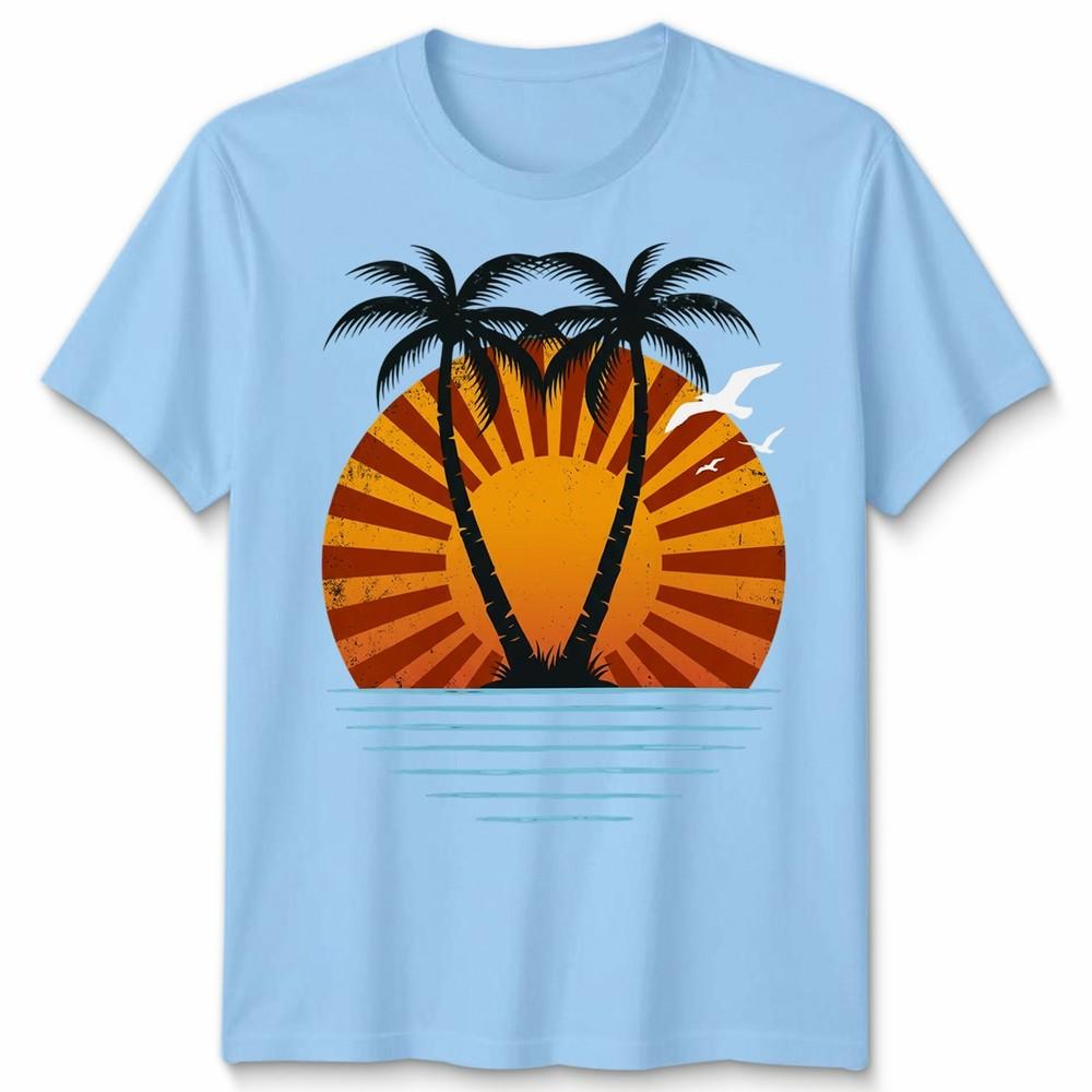 Etro Sunset Palm Tree Unisex T Shirt Vintage Synthwave Beach Summer Vibes S