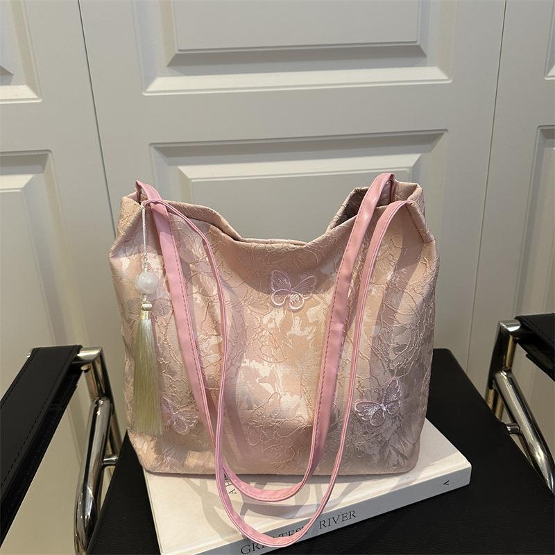 

Butterfly beautiful fashion casual portable shoulder armpit bag simple large capacity tote bag no pendant розовый