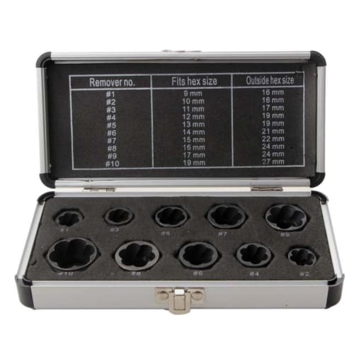 YWHWLX Nut Extractor Socket Set, Nut Twister, 10-Piece Set, Twist Sockets, Nut Removal, Broken Bolt Extractor, Nut Remover, Stripped Bolts, Motorcycle