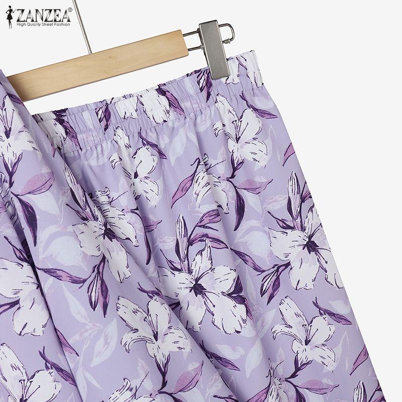 ZANZEA Women Long Sleeve Blouse and Long Skirts Floral Print Two Piece Suit Sets