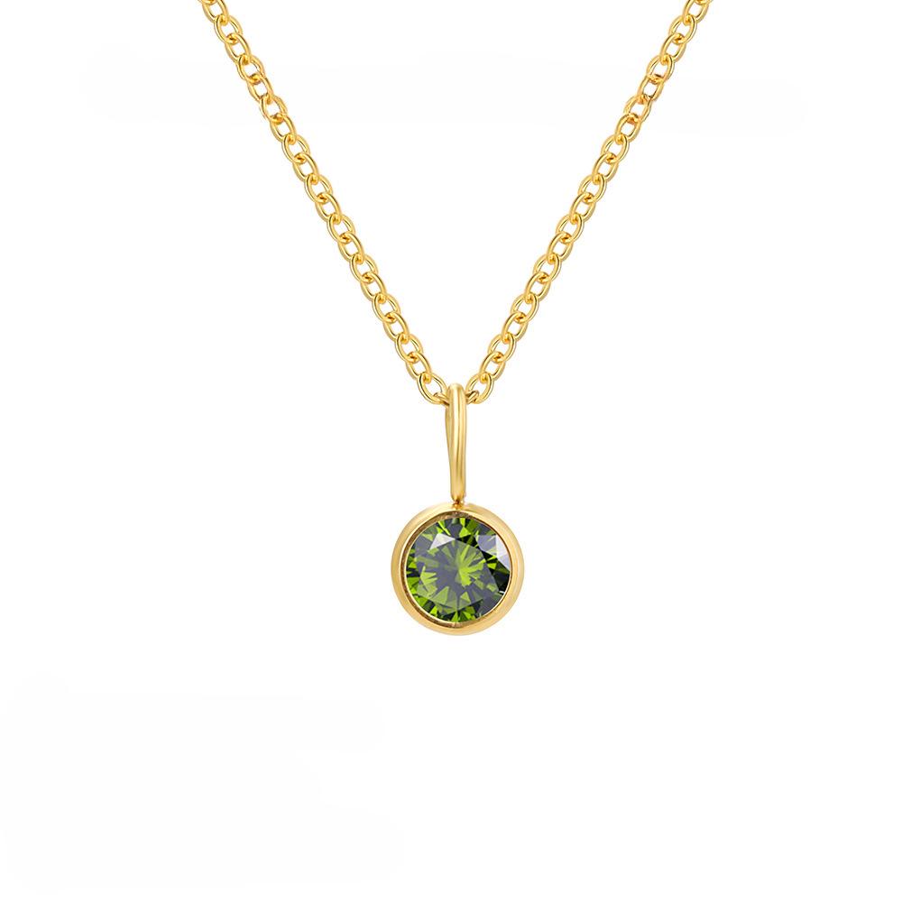 18K Gold Birthstone Stainless Steel Pendant Necklace