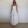 Spring European and American New Casual Fashion Solid Color Pastoral Suspender Dress