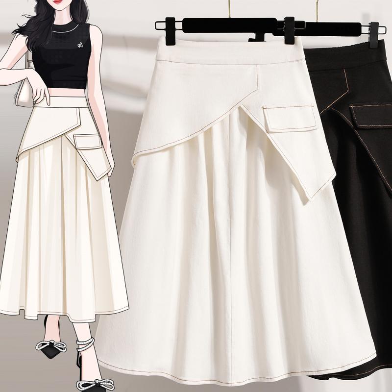 DIMANAF 2026 Plus Size Summer Skirts Women A-Line Cotton Fashion Lady Casual Elegant Long Skirt