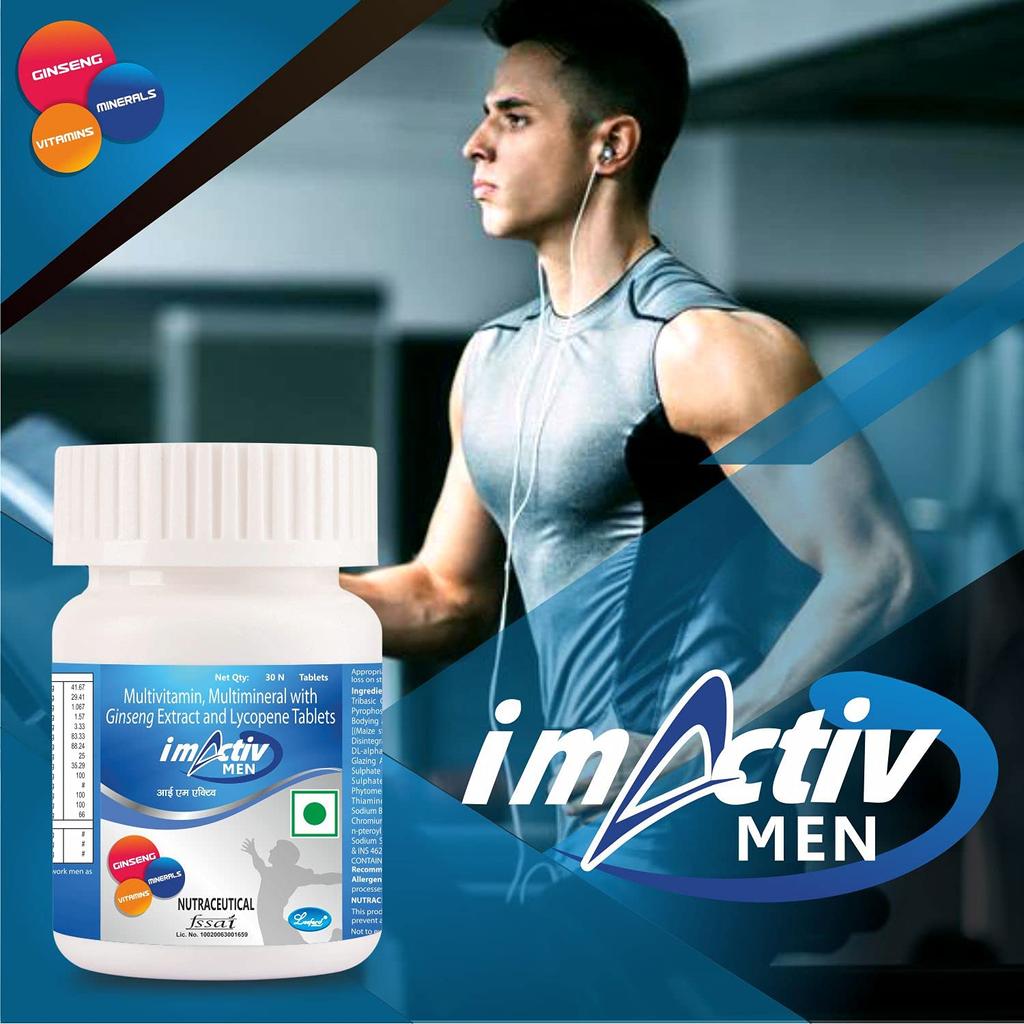 I M Activ Multivitamin & Multimineral Tablets for men - 30Tab. (Pack of 2) | Infused with Ginseng Extract | Provides Energy and Remove Deficiency