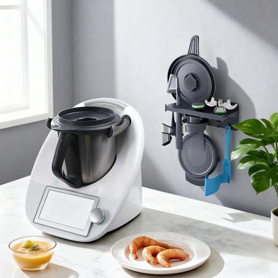 Wall Mount Holder for Thermomix TM6/TM5/TM31 Self-Adhesive Accessories Holder Kitchen Organizer for Thermomix Lid