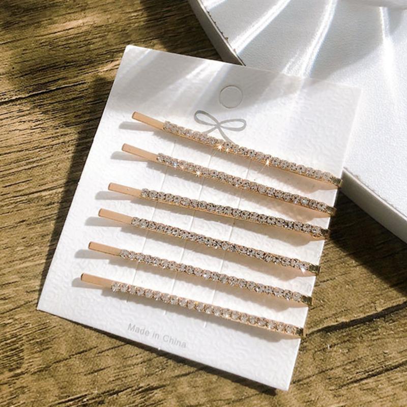 

Модні блискучі заколки для волосся з металевого сплаву зі стразами для жінок Аксесуари Прості золото-сріблясті шпильки для волосся Заколки для волосся Ювелірні вироби золотий