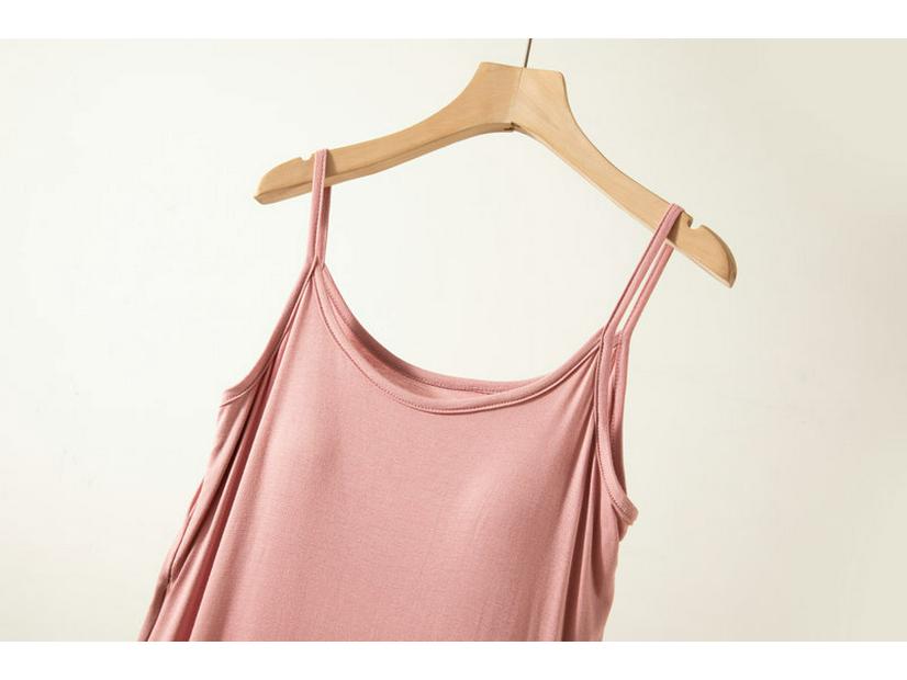 2025 Summer Loose Solid Color Modal Suspender Skirt - Medium Long, Large Size Casual Dress