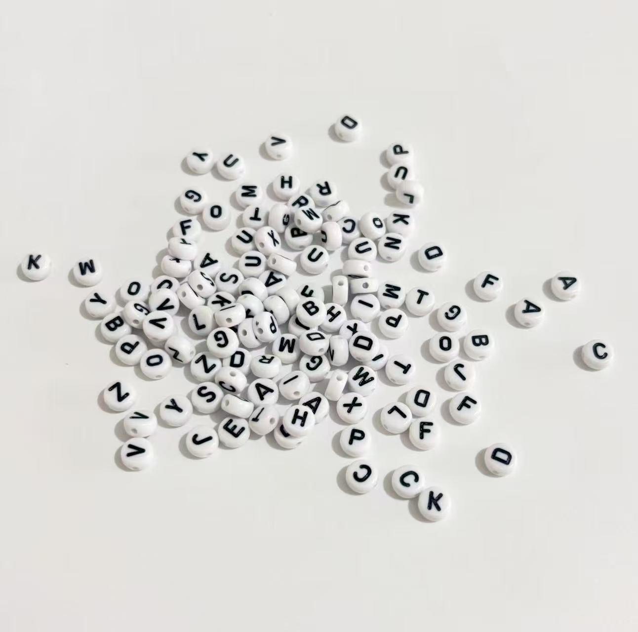 

4x7mm Acrylic English Letter Beads for DIY Jewelry Making - Flat Beads for Bracelets & Necklaces 4*7mm Package of 100