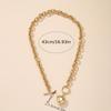 A golden yellow buckle heart-shaped pendant, metal chain necklace, Japanese and Korean fashion, simple personality