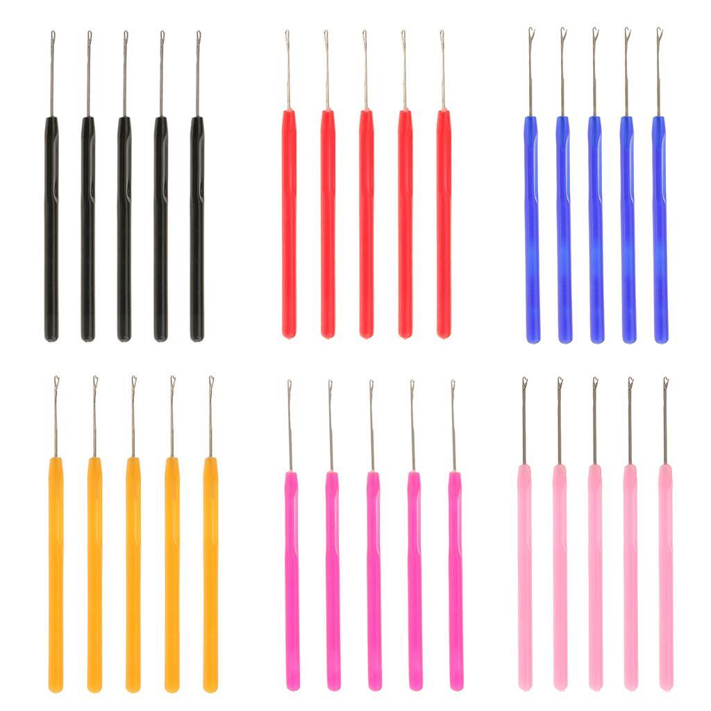 Convenient 5-Piece Pulling Hook Needle Set for Micro Ring Hair Extensions