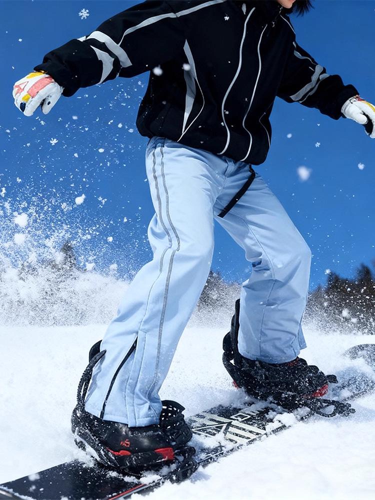 Northeast Windproof Waterproof Silver Fox Fur Ski Pants with Half-Zip & Adjustable Waistband for Couples