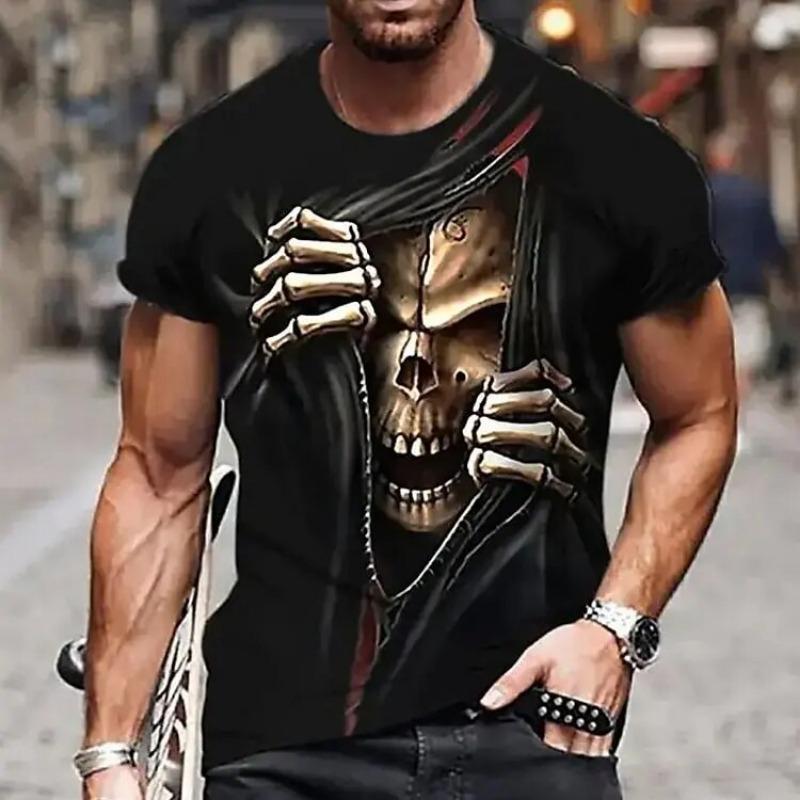 Summer Horror Skull T-shirts 3D Printed Men's Women Casual Short Sleeve Round Neck T Shirt Oversized Tees Tops Man Clothing