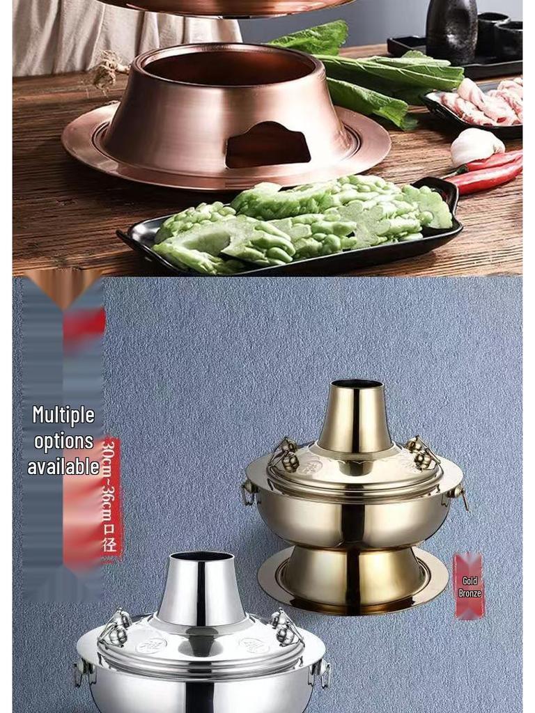 Old Beijing Dual-use Electric & Charcoal Copper Dry Pot - Stainless Steel Boiler