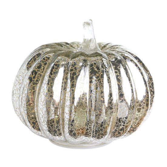 LED Pumpkin Lantern with Built-in Smart Timer Soft Warm Glow Battery-Powered Glass Pumpkin Shape Lantern Home Halloween Decor