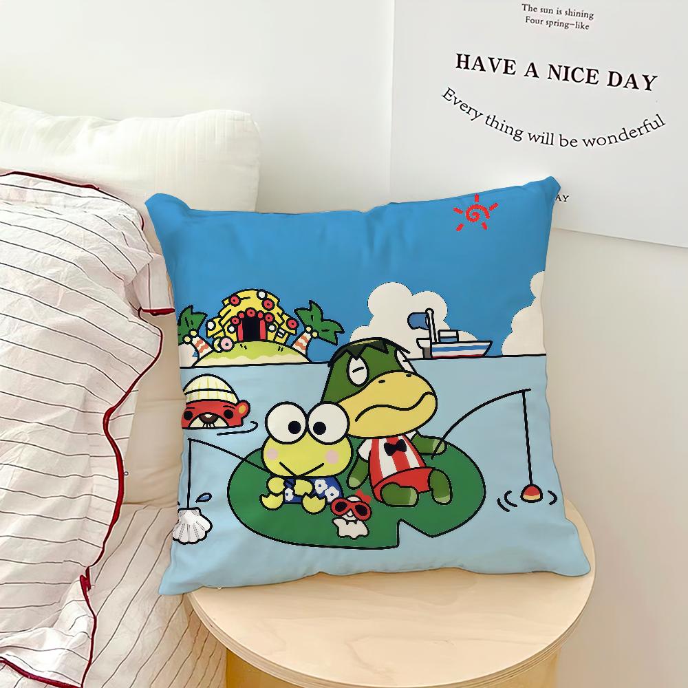 Cushion Cover Green Cartoon Soft Pillow Sro Case For Sofa Kawaii Living Room Home Frog Office K-Keroppi Decor Protective Covers