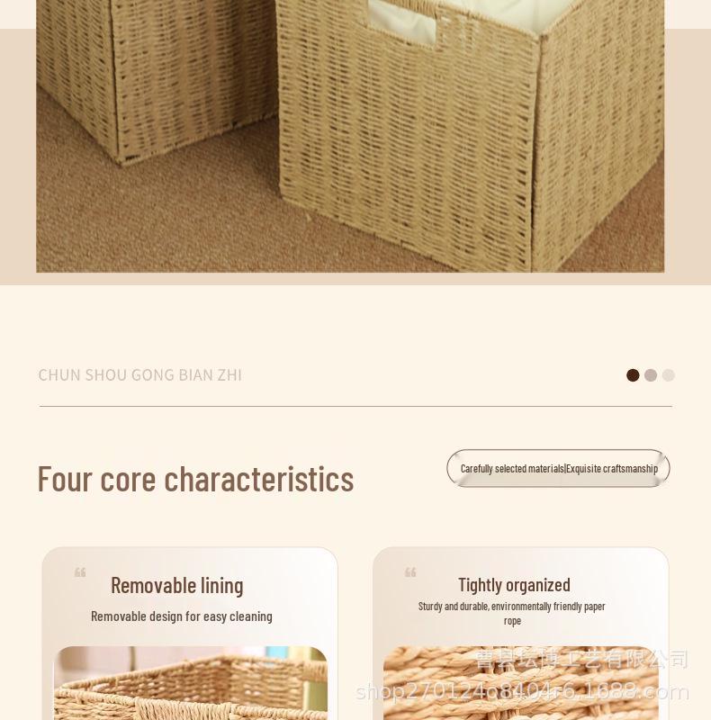 Foldable Rattan-Style Storage Basket for Home and Bedroom Organization