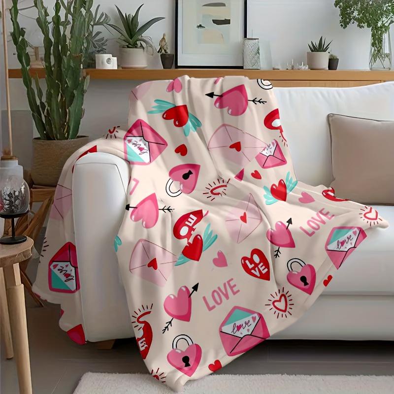 Retro Lettering Love Letter Design Flannel Printed Blanket Suitable For All Seasons Suitable For Living Room Office Sofa Travel