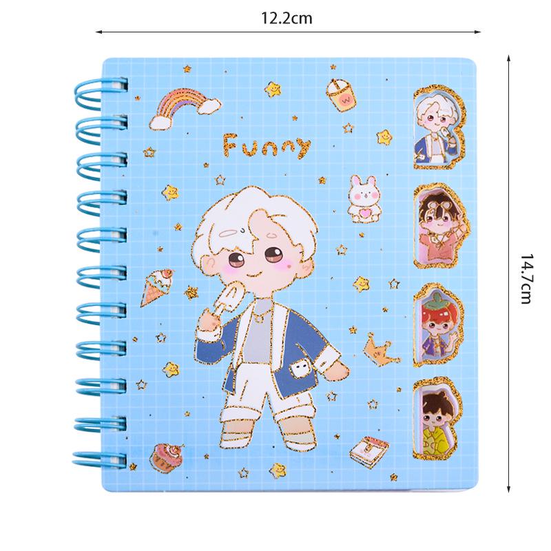 Side-Flip Hollowed-Out Coil Notebook, Cartoon Design, A5/A6 Loose-Leaf, Lined B5 Diary